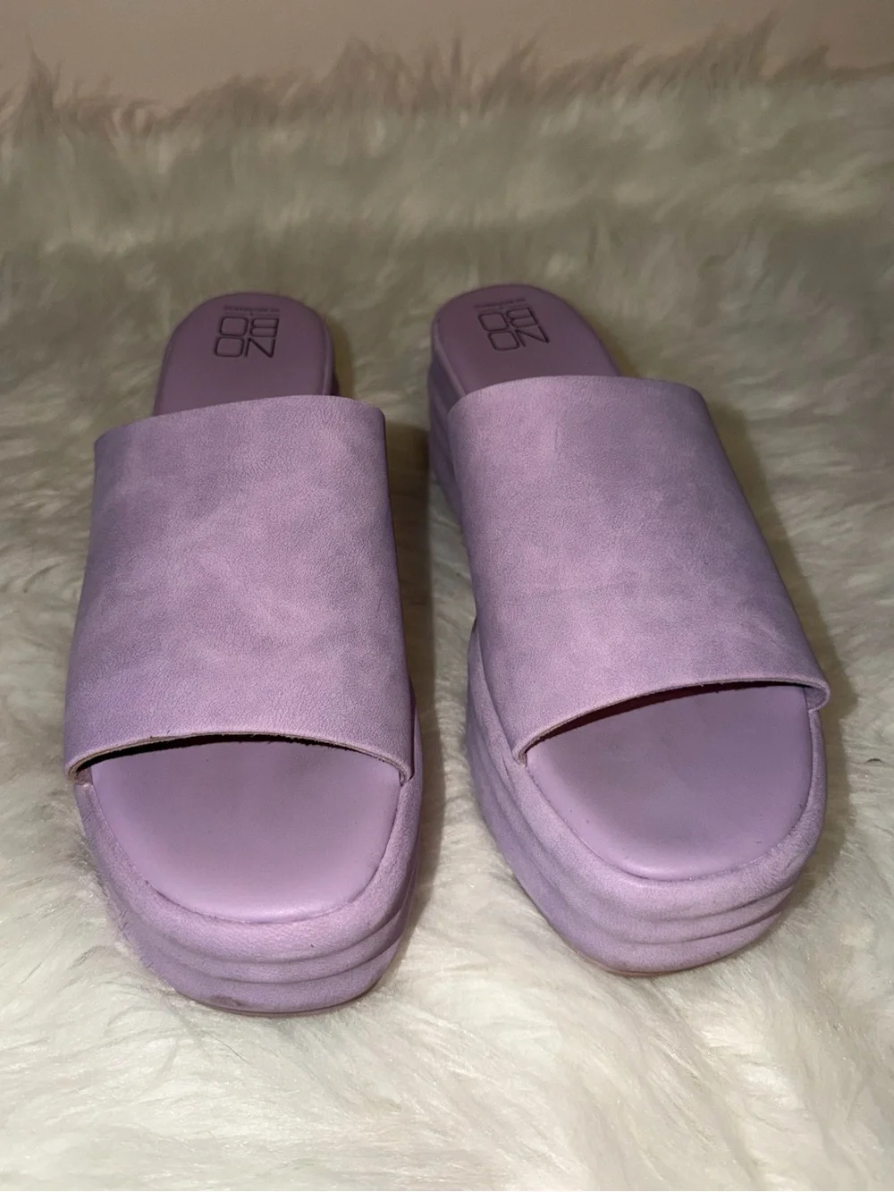 Platform Slide Sandals in Lavender